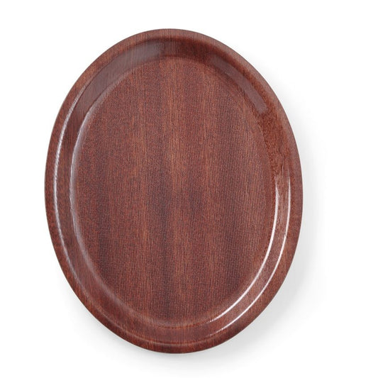 Serviertablett in Holzoptik, oval, HENDI, Mahagoni, 230x160mm HENDI