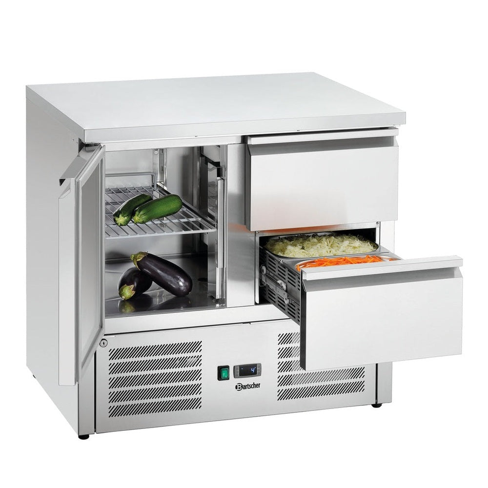 Bartscher Mini-Kühltisch 900T1S2 – 260 L, 1 Tür, 2 Schubladen Bartscher