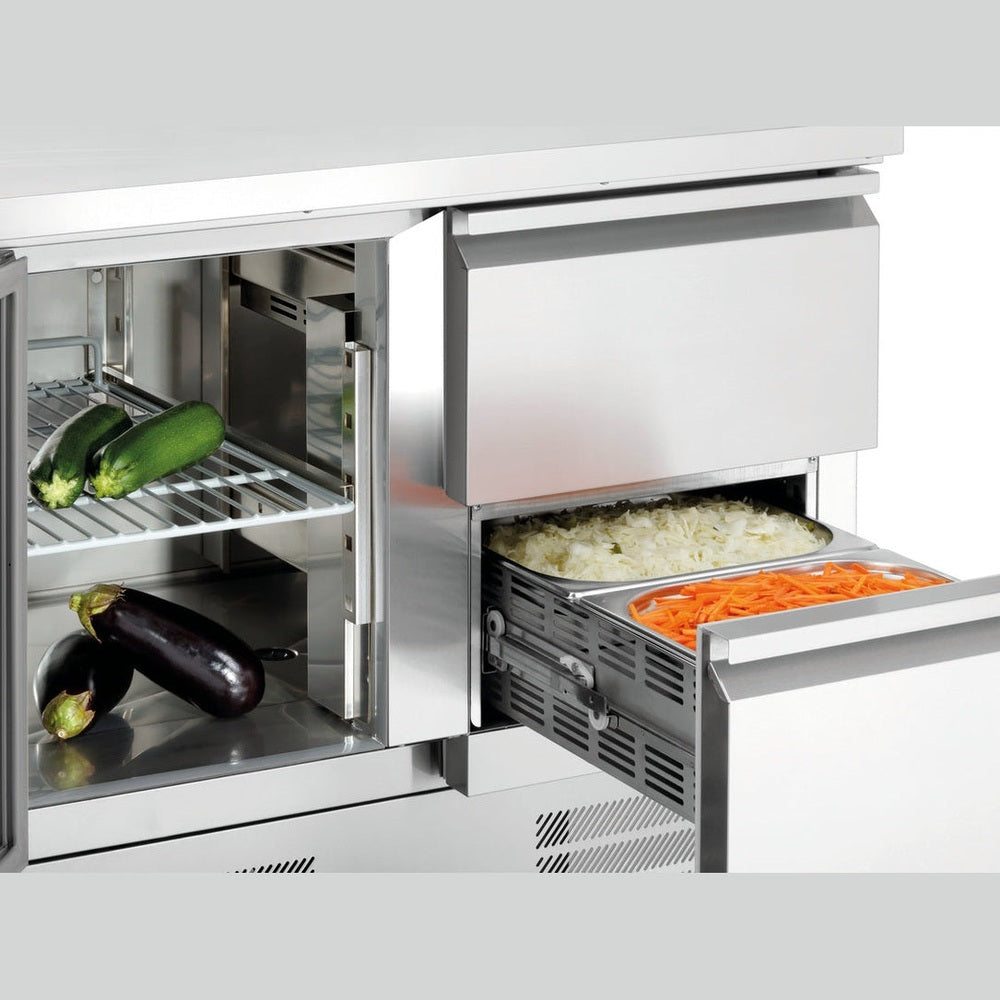 Bartscher Mini-Kühltisch 900T1S2 – 260 L, 1 Tür, 2 Schubladen Bartscher