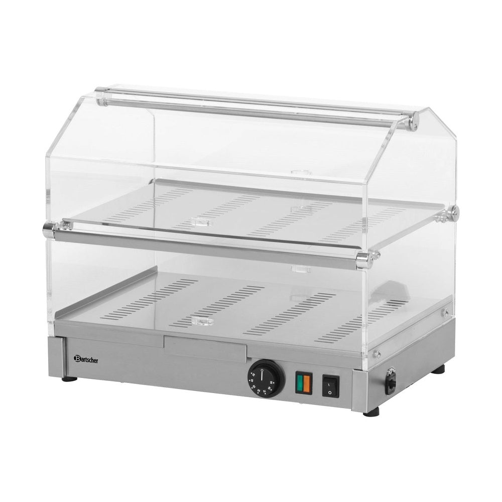 Bartscher Warmhaltevitrine, 2 Ebenen – 30 bis 60 °C, Wasserschale Bartscher