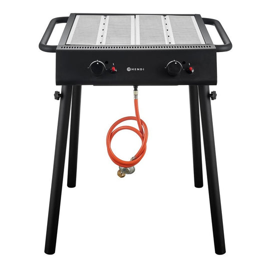 Gasgrill Xantos Black, HENDI, Schwarz, 9,5kW, 770x710x H 870mm HENDI