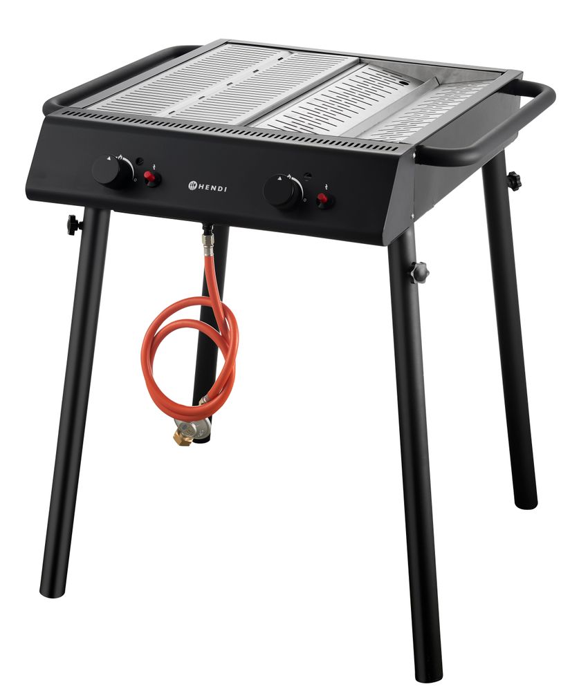 HENDI Gasgrill Xantos Black – 9,5 kW, 2 Brenner, Schwarz HENDI