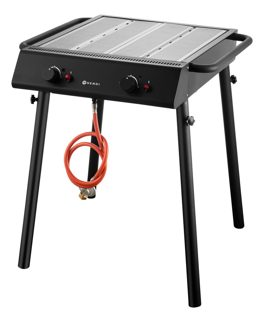 HENDI Gasgrill Xantos Black – 9,5 kW, 2 Brenner, Schwarz HENDI