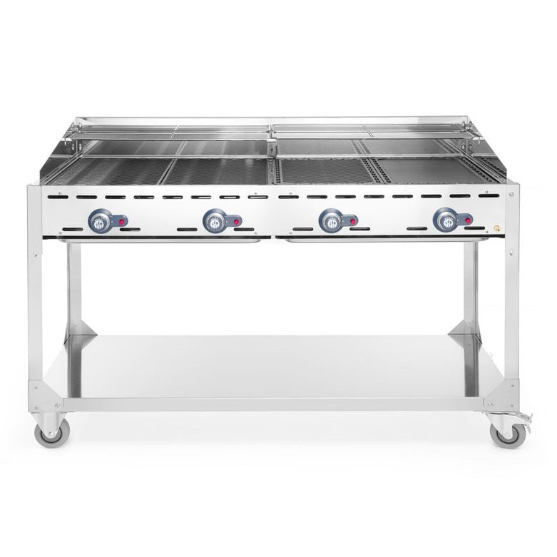Grillsystem Green Fire 4 Brenner, HENDI, Profi Line, mit Rollengestell, Hellgrau, 22kW, 1400x612x H 825mm HENDI