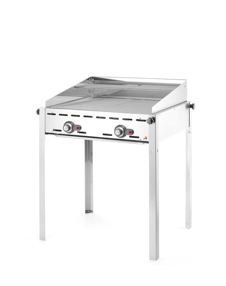 Grillsystem Green Fire 2 Brenner, HENDI, Profi Line, 2 Edelstahl Grillroste Gastronorm 1/1, 11,6kW, 740x612x(H)825mm