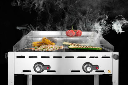 Grillsystem Green Fire 2 Brenner, HENDI, Profi Line, 2 Edelstahl Grillroste Gastronorm 1/1, 11,6kW, 740x612x(H)825mm