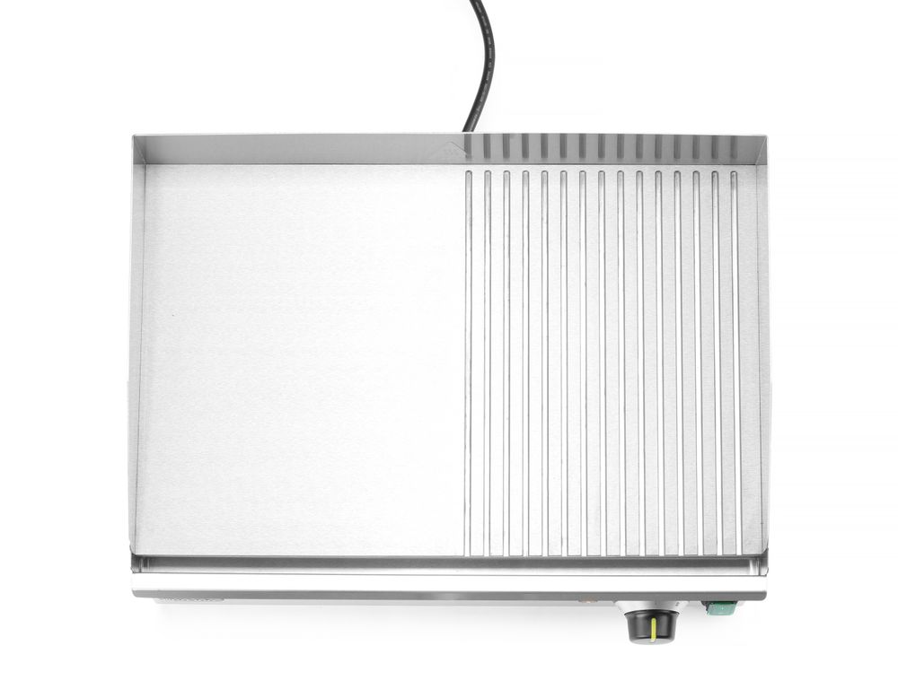 HENDI Grillplatte Kitchen Line – halb gerillt, 518 × 330 mm, 2400 W