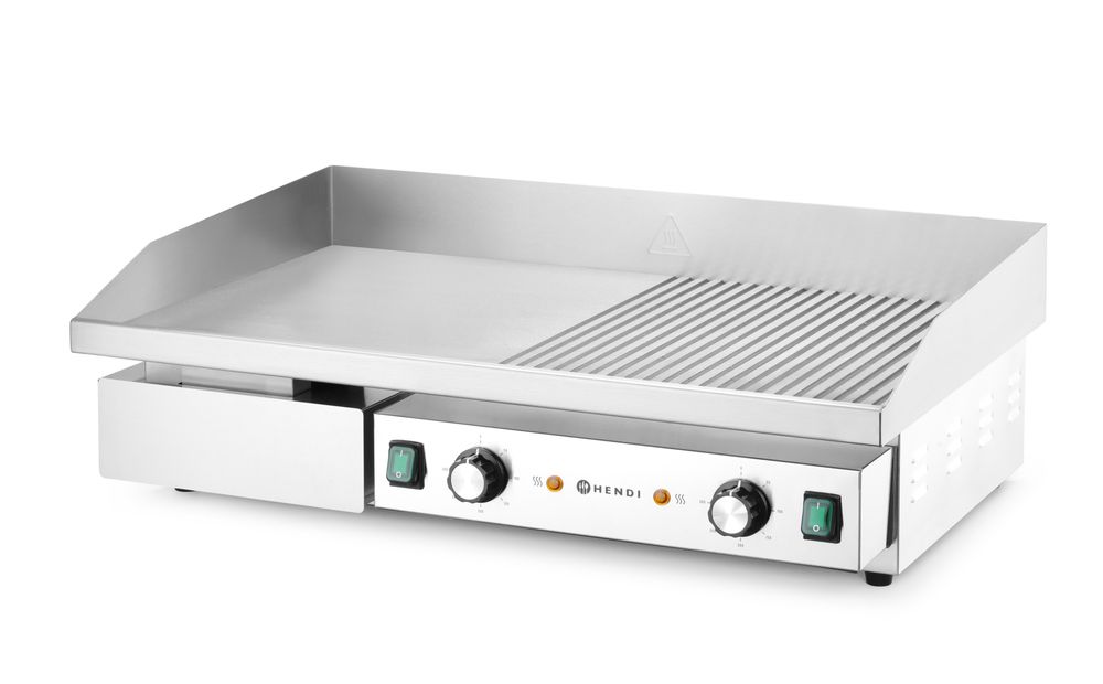 HENDI Grillplatte Budget Line halb glatt/halb gerillt – 4,4 kW, 400 V