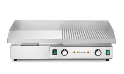 HENDI Grillplatte Budget Line halb glatt/halb gerillt – 4,4 kW, 400 V