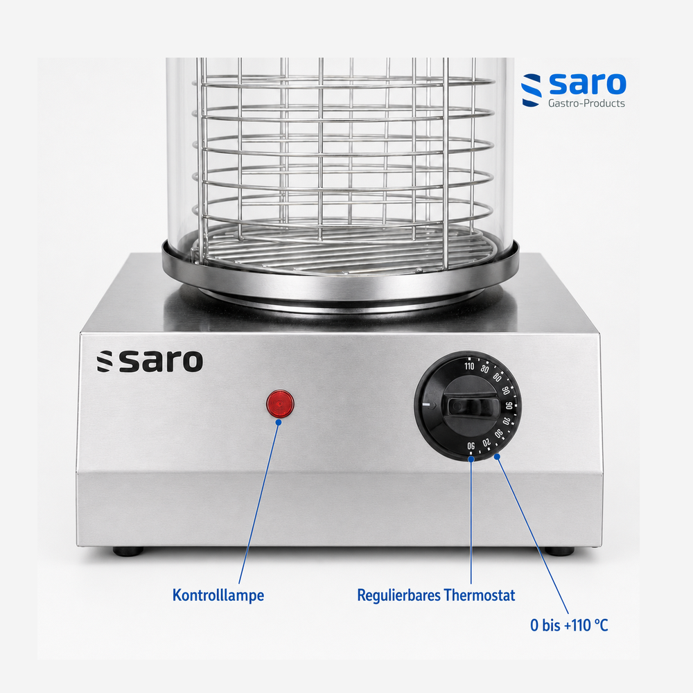 SARO Hot-Dog-Maker CS-100 – Glaszylinder, 230 V