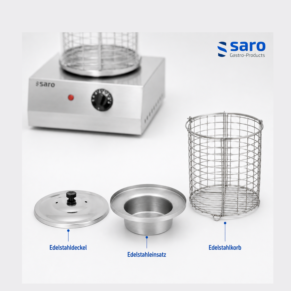 SARO Hot-Dog-Maker CS-100 – Glaszylinder, 230 V