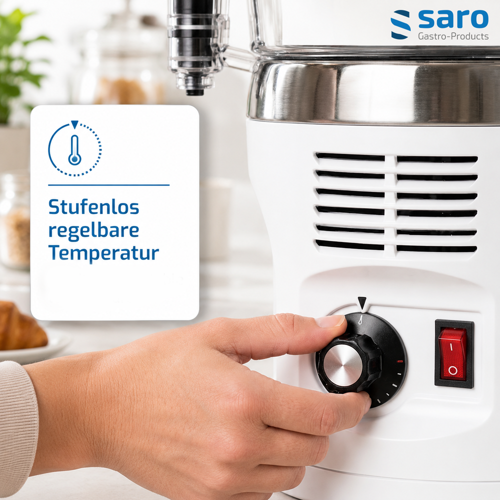 SARO Kakaodispenser NINA weiss – 5 Liter mit Rührwerk