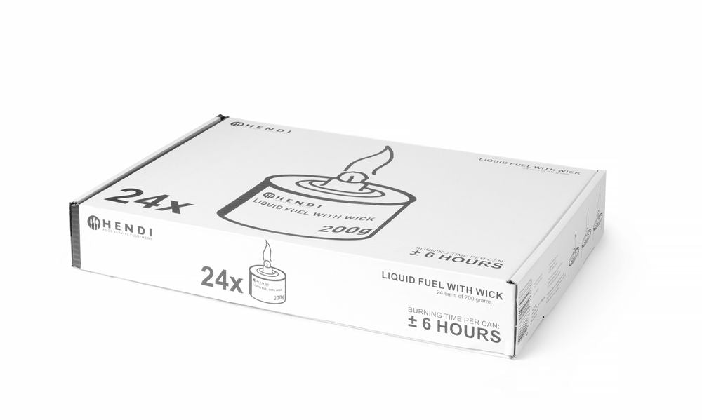 HENDI Flüssigbrennstoff mit Docht – 24 Stk., ca. 6 Std. Brenndauer