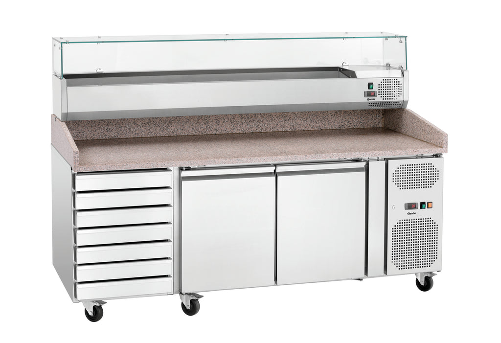 Bartscher Pizzakühltisch G-S7T2 – 2 Türen, Granitplatte, 7 Schubladen Bartscher