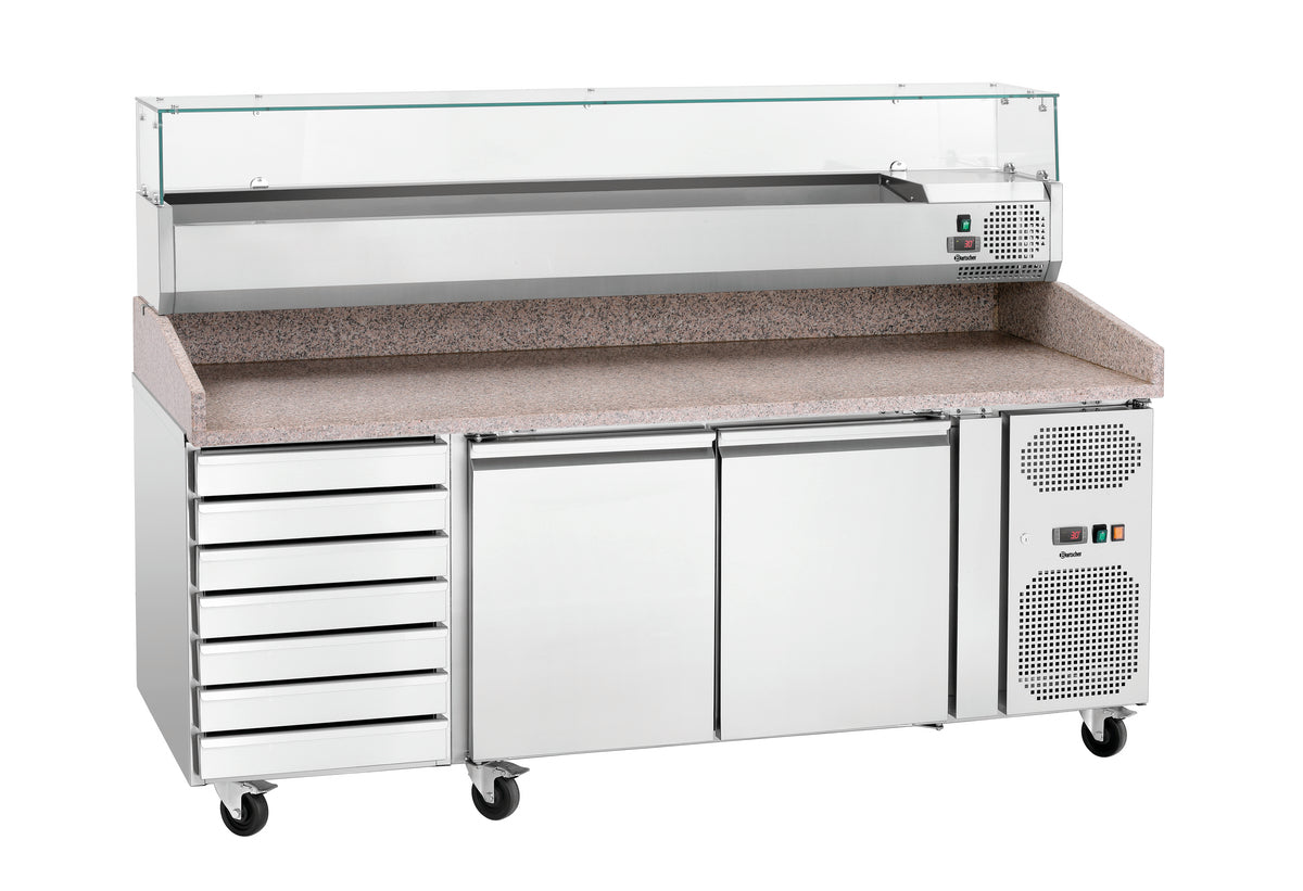 Bartscher Pizzakühltisch G-S7T2 – 2 Türen, Granitplatte, 7 Schubladen Bartscher