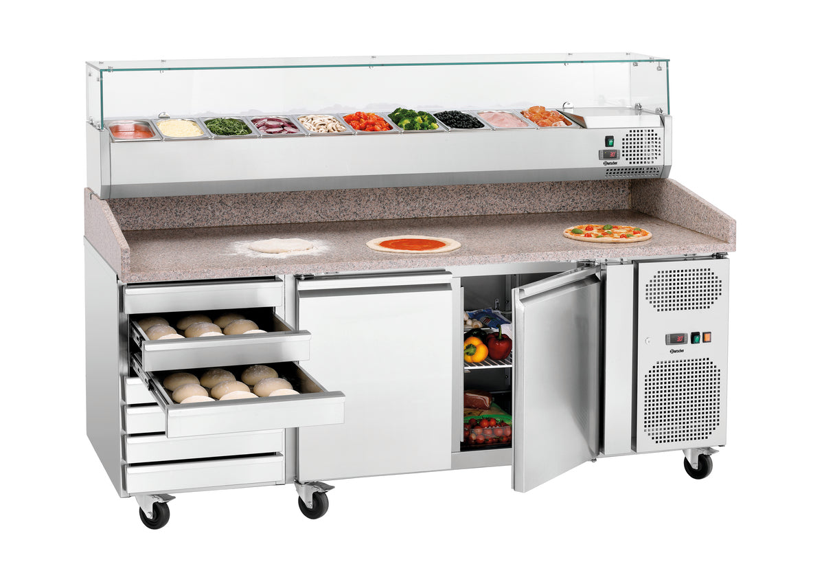 Bartscher Pizzakühltisch G-S7T2 – 2 Türen, Granitplatte, 7 Schubladen Bartscher