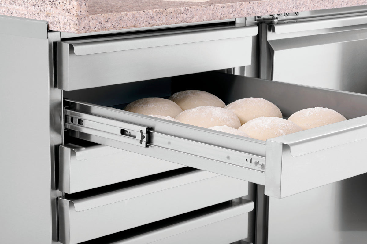 Bartscher Pizzakühltisch G-S7T2 – 2 Türen, Granitplatte, 7 Schubladen Bartscher