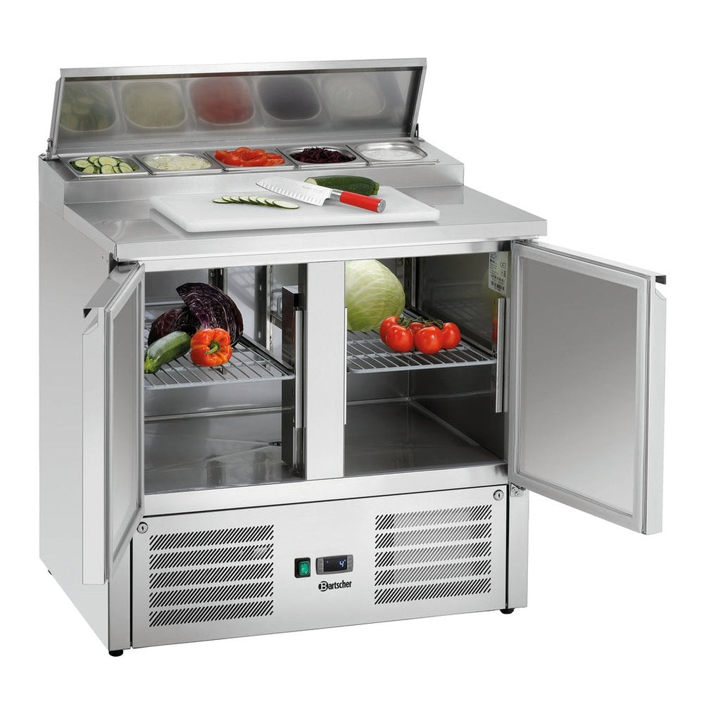 Bartscher Vorbereitungskühltisch 900T2 – 2 Türen, Kühlwanne 5 × GN 1/6 Bartscher