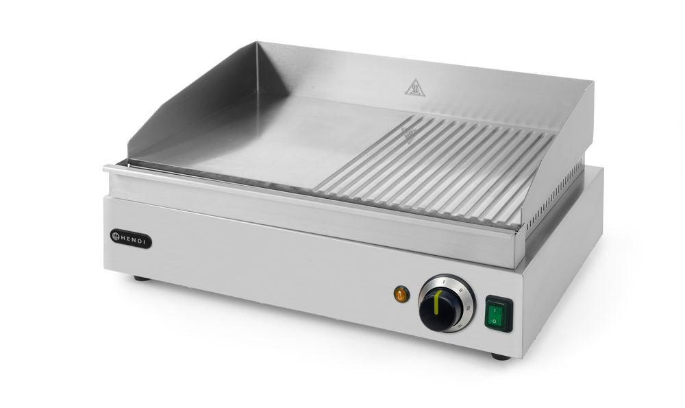 HENDI Grillplatte Profi Line – 1/2 glatt, 1/2 gerillt, 2400 W HENDI
