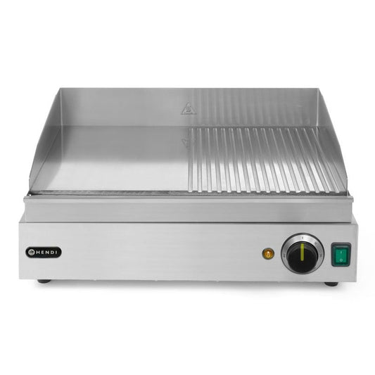 Grillplatte, HENDI, Profi Line, 1/2 glatt, 1/2 gerillt, 230V/2400W, 550x435x H 245mm HENDI