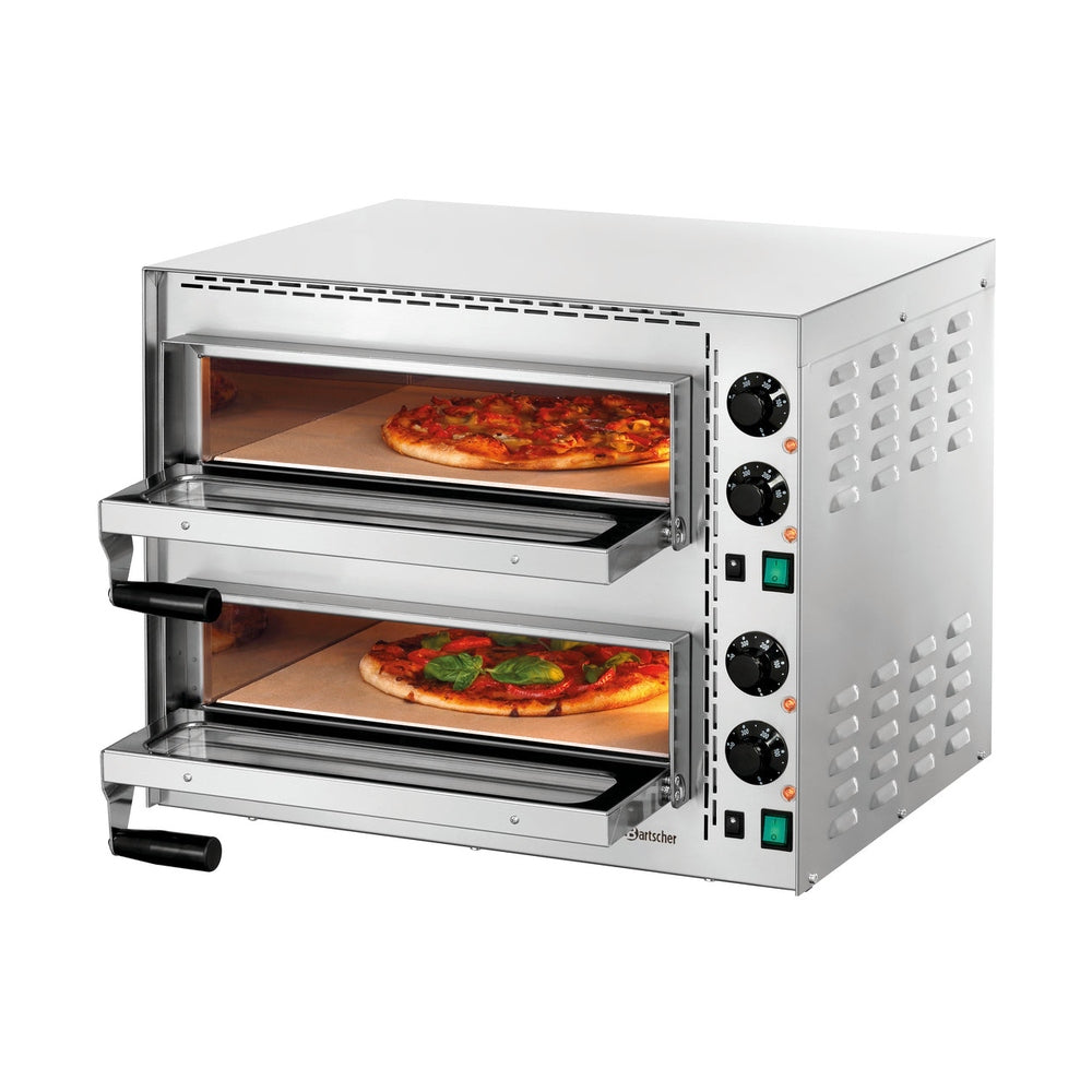 Bartscher Pizzaofen Zweikammer Mini Plus 2 – 2 × Ø 35 cm, 300 °C Bartscher
