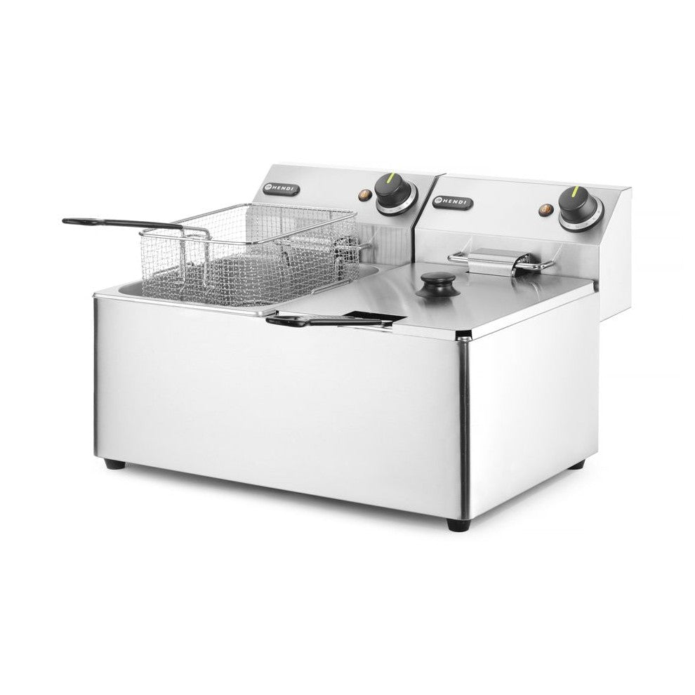 HENDI Fritteuse Kitchen Line 2 × 8 L – 7000 W, Doppelbecken HENDI