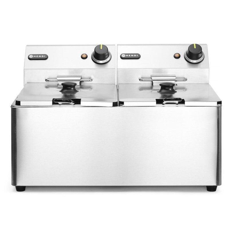 Fritteuse Kitchen Line - 2x8L, HENDI, Kitchen Line, 16L, 230V/7000W, 542x430x H 351mm HENDI