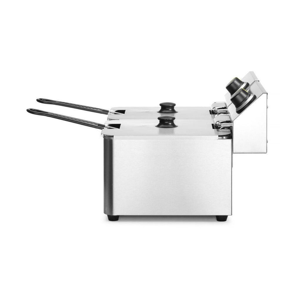 HENDI Fritteuse Kitchen Line 2 × 8 L – 7000 W, Doppelbecken HENDI