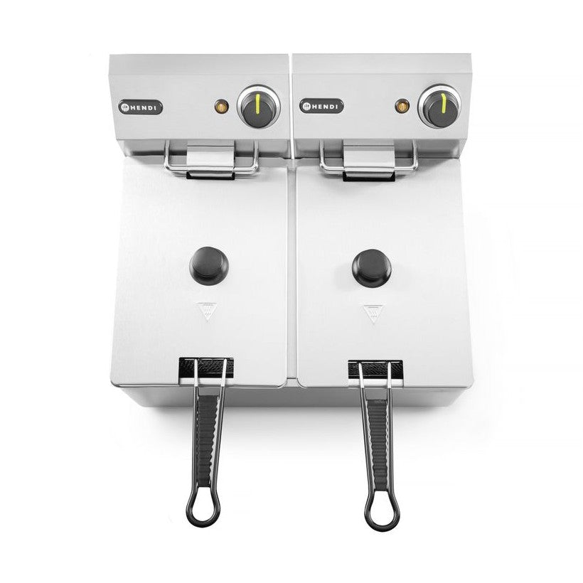 HENDI Fritteuse Kitchen Line 2 × 4 L – 6000 W, Doppelbecken HENDI