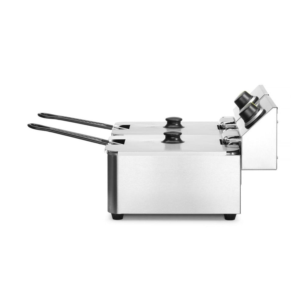 HENDI Fritteuse Kitchen Line 2 × 6 L – 6600 W, Doppelbecken HENDI