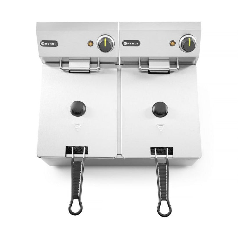 HENDI Fritteuse Kitchen Line 2 × 6 L – 6600 W, Doppelbecken HENDI