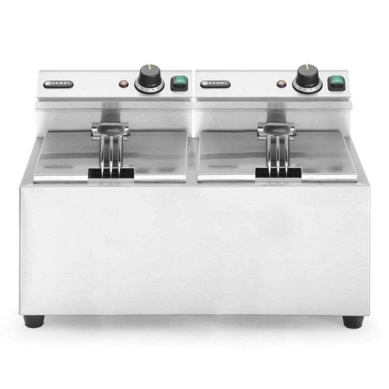 HENDI Fritteuse Profi Line – 2 × 8 L, 7000 W, mit Timer HENDI
