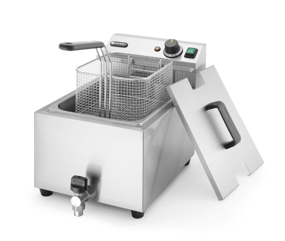 Profi Line Fritteuse mit Ablasshahn, 8 l, HENDI, Profi Line, 8L, Hellgrau, 230V/3500W, 305x515x H 354mm HENDI
