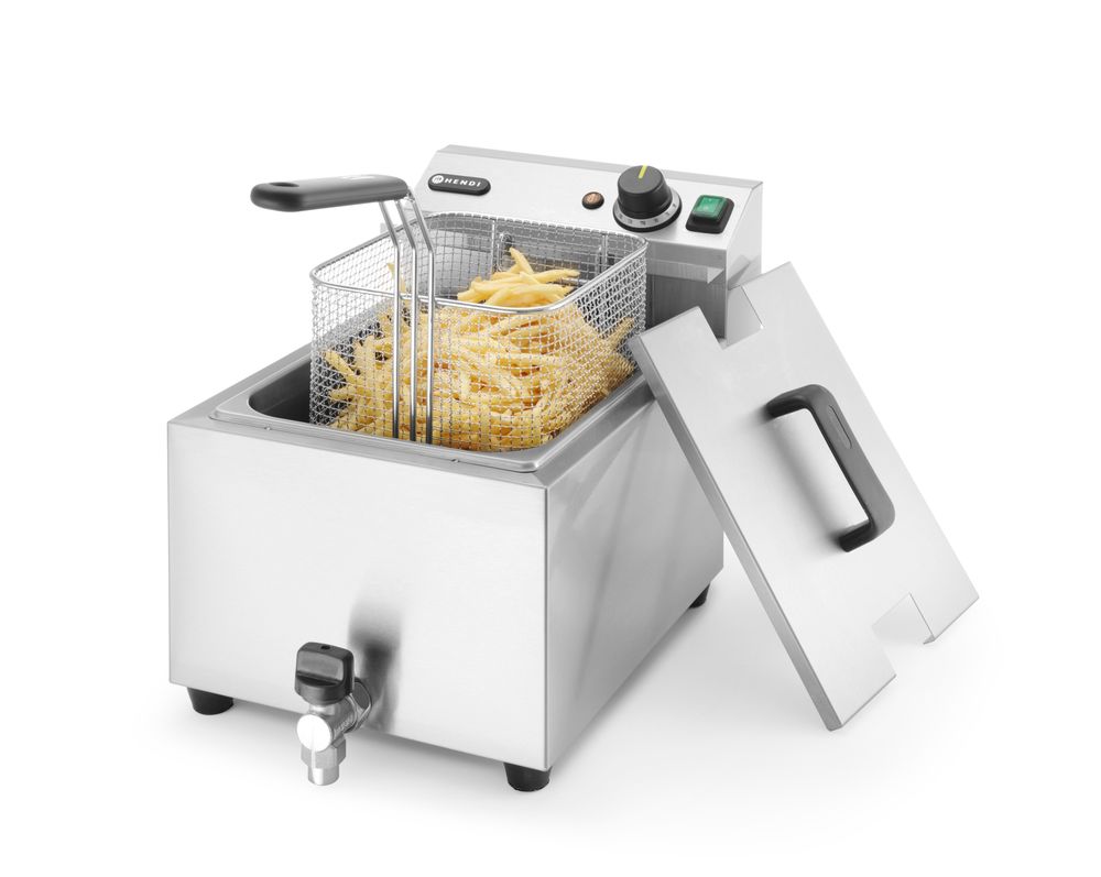 Profi Line Fritteuse mit Ablasshahn, 8 l, HENDI, Profi Line, 8L, Hellgrau, 230V/3500W, 305x515x H 354mm HENDI