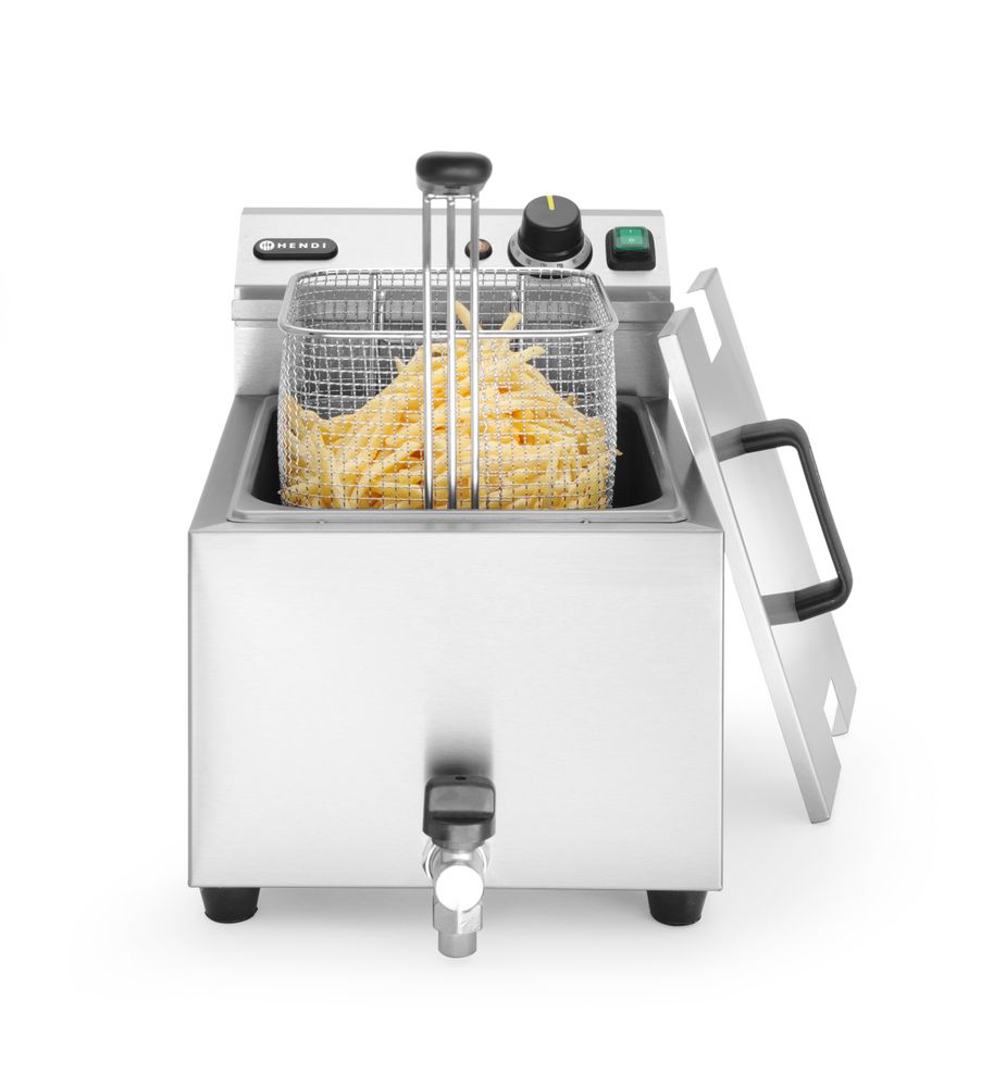 Profi Line Fritteuse mit Ablasshahn, 8 l, HENDI, Profi Line, 8L, Hellgrau, 230V/3500W, 305x515x H 354mm HENDI