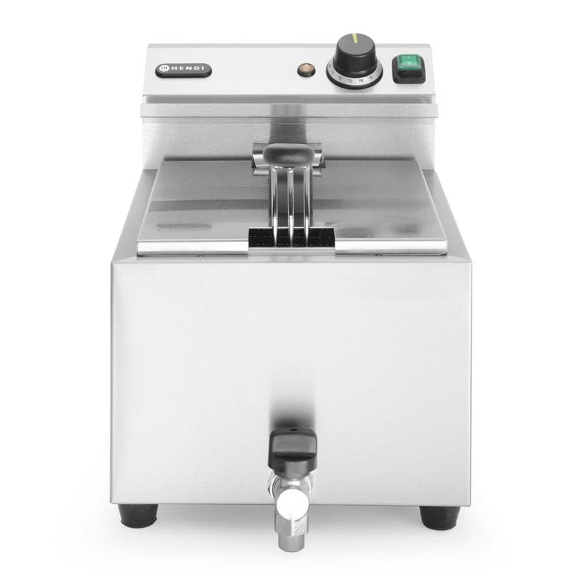 Profi Line Fritteuse mit Ablasshahn, 8 l, HENDI, Profi Line, 8L, Hellgrau, 230V/3500W, 305x515x H 354mm HENDI