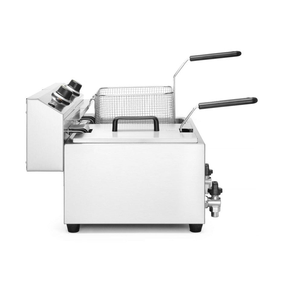 HENDI Fritteuse Profi Line mit Ablasshahn – 2 × 8 L, 7000 W, Timer HENDI
