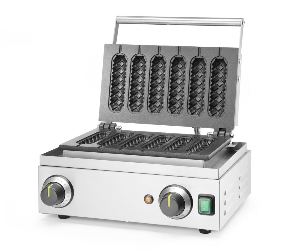 HENDI Waffeleisen «Corn Dog» – 6 Stück, 1550 W HENDI