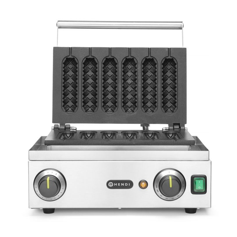 HENDI Waffeleisen «Corn Dog» – 6 Stück, 1550 W HENDI