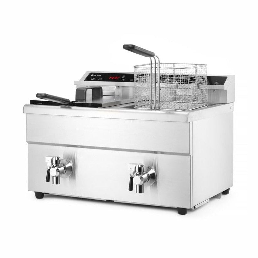 Induktionsfritteuse - mit Ablasshahn 2x8 l, HENDI, Profi Line, 16L, 230V/7000W, 577x609x H 410mm HENDI