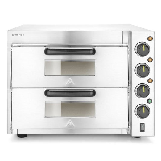 Doppeldeck-Pizzaofen 3000W, HENDI, Silber, 230V/3000W, 580x560x H 435mm HENDI