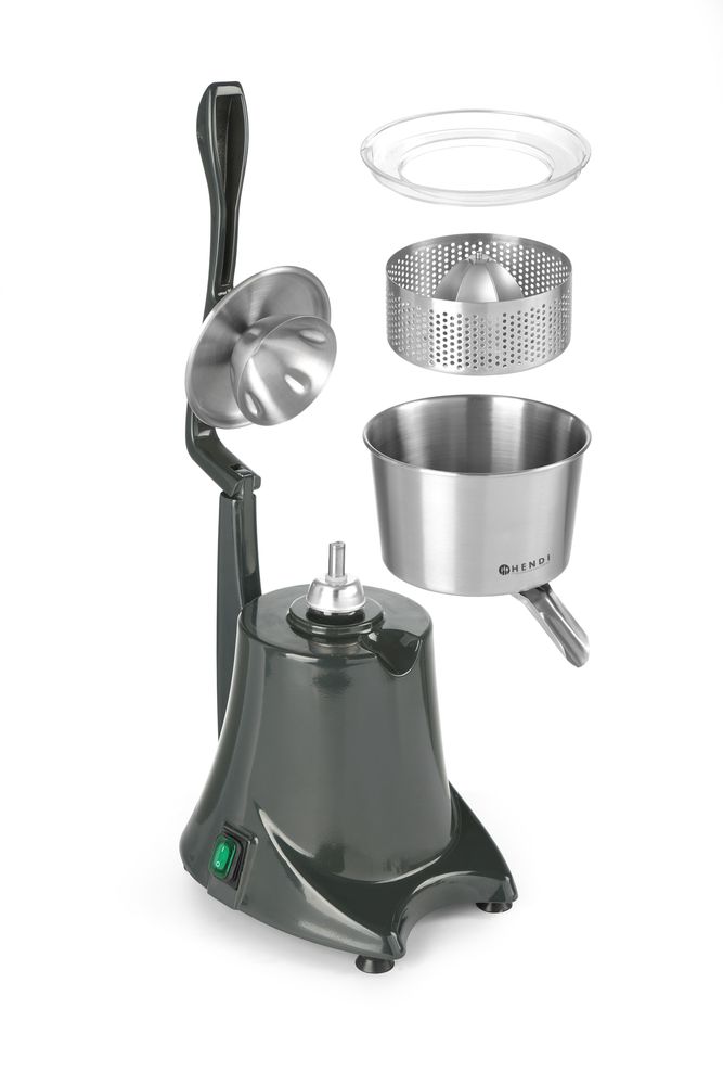 HENDI Zitruspresse elektrisch – 230 W, Hebel-Deckel, Edelstahl HENDI