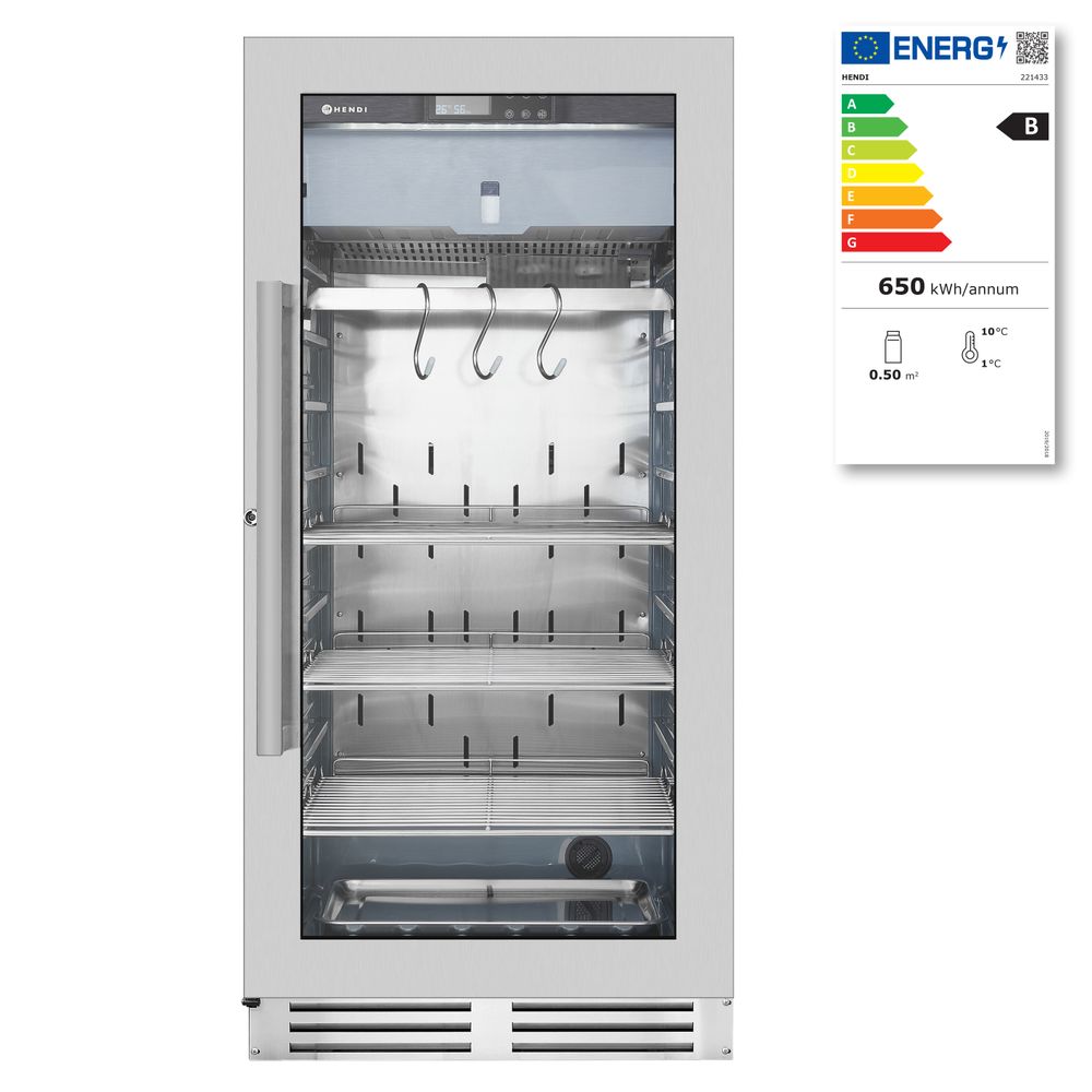 HENDI Fleischreifeschrank 233 L – Glastür, UVC-Lampe, Salzschale HENDI