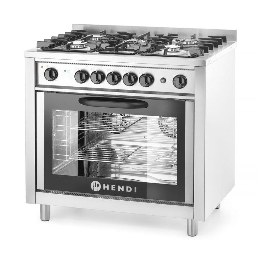 HENDI Gasherd Kitchen Line – 5 Kochfelder mit Elektroofen, 14,3 kW HENDI
