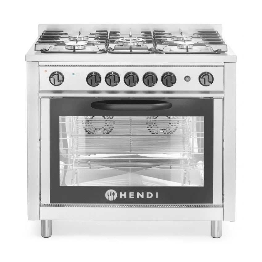 HENDI Gasherd Kitchen Line – 5 Kochfelder mit Elektroofen, 14,3 kW HENDI