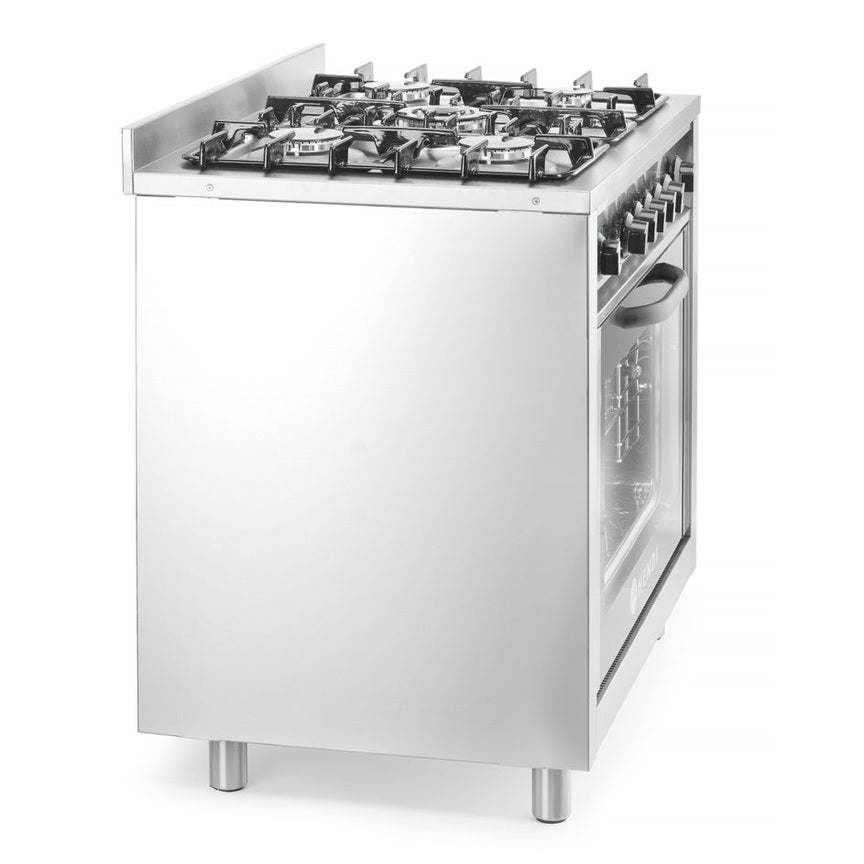 Gasherd - 5 Kochfelder mit Elektroofen, HENDI, Kitchen Line, Silber, 230V/2900W, 14,3kW, 900x653x H 900mm HENDI