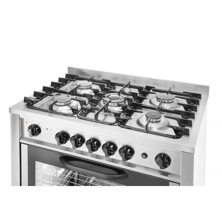 HENDI Gasherd Kitchen Line – 5 Kochfelder mit Elektroofen, 14,3 kW HENDI