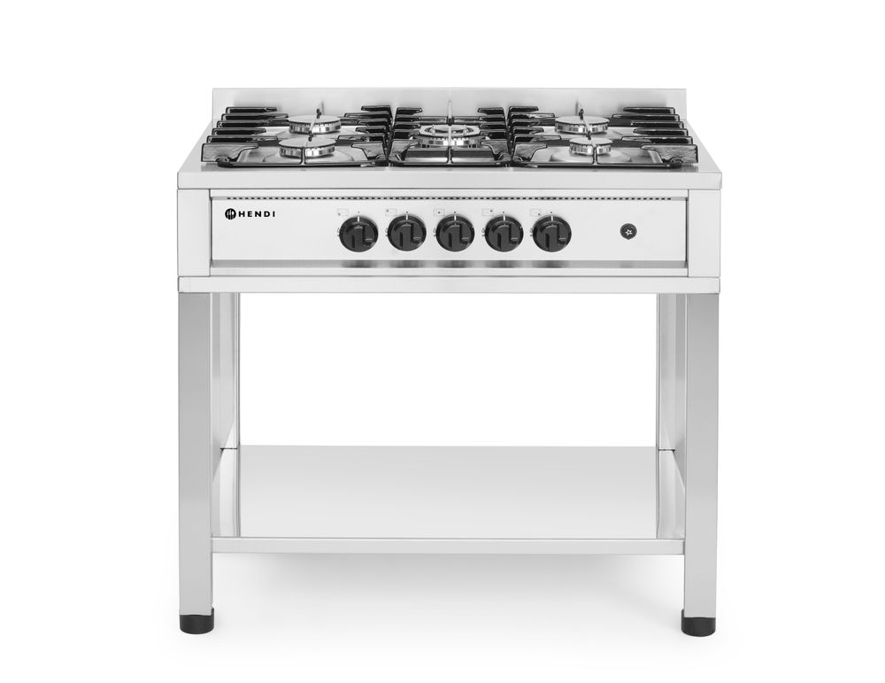 HENDI Gasherd Kitchen Line – 5 Kochfelder, offener Unterbau, 14,3 kW HENDI