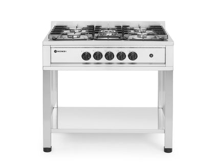 HENDI Gasherd Kitchen Line – 5 Kochfelder, offener Unterbau, 14,3 kW