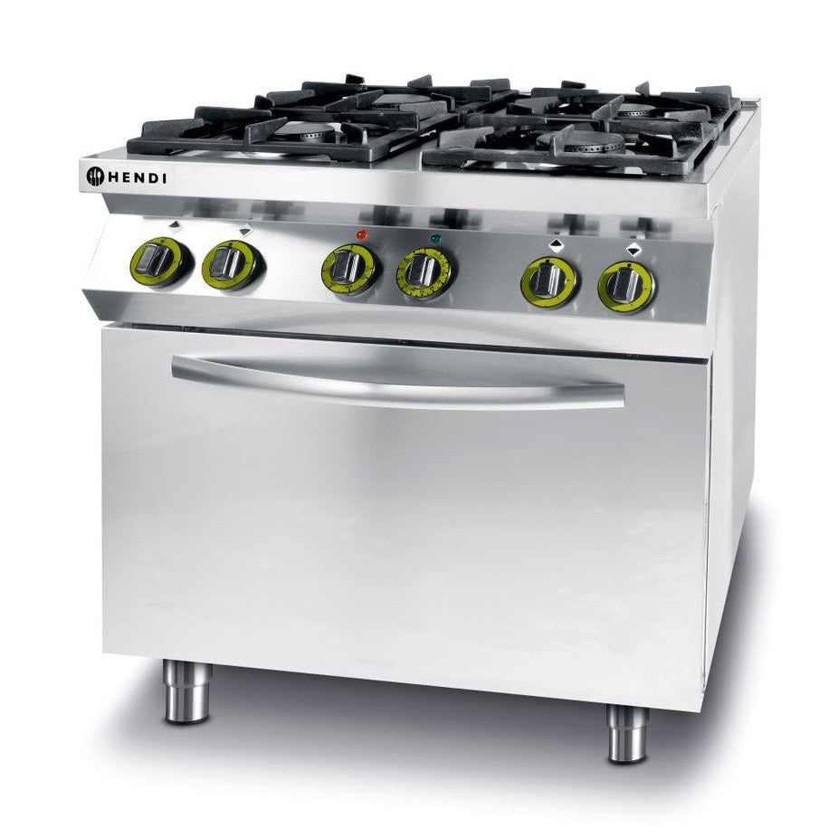 HENDI Gasherd Kitchen Line – 4 Kochfelder mit Ofen GN 1/1, 19 kW HENDI